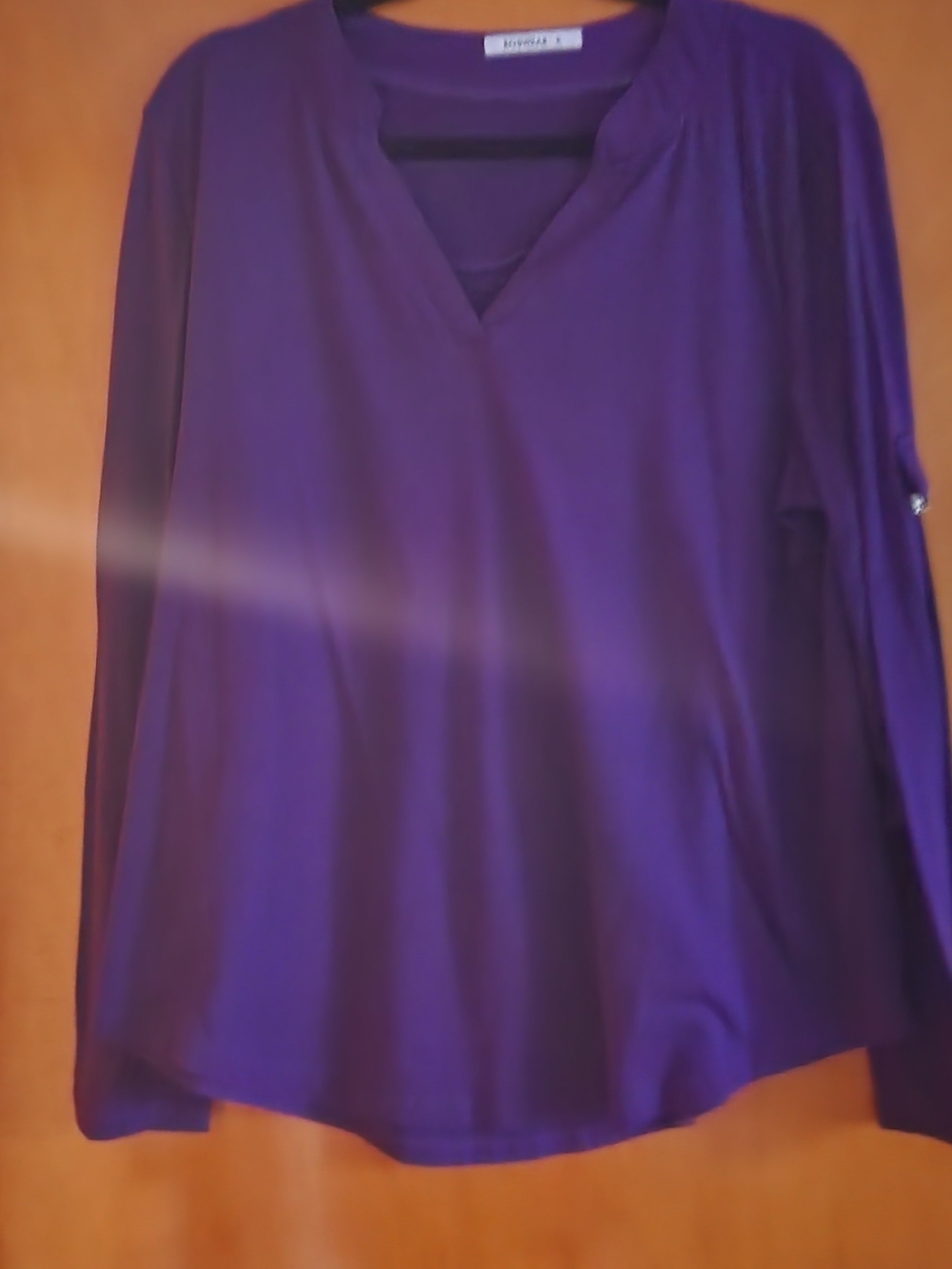 Purple V-Neck Long Sleeve Top